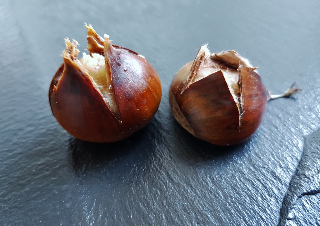 Maronen, Maroni, heiße Maronen, Esskastanien, Kastanie, Edelkastanie