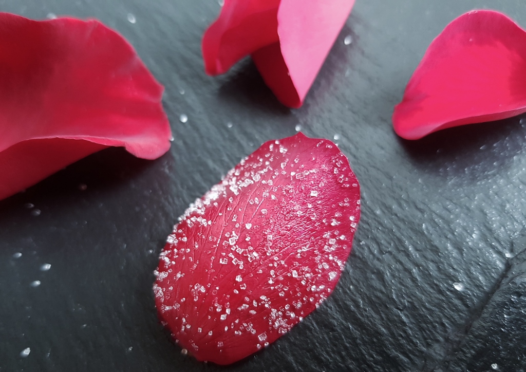 Kandierte Blüten, kandierte Rosenblüten, Rosen essbare Blumen-Deko