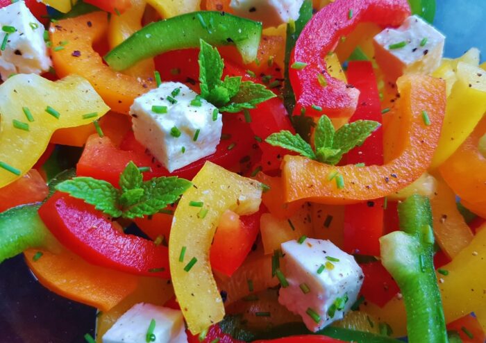 Regenbogensalat, Paprikasalat, Feta, Paprika, Salat