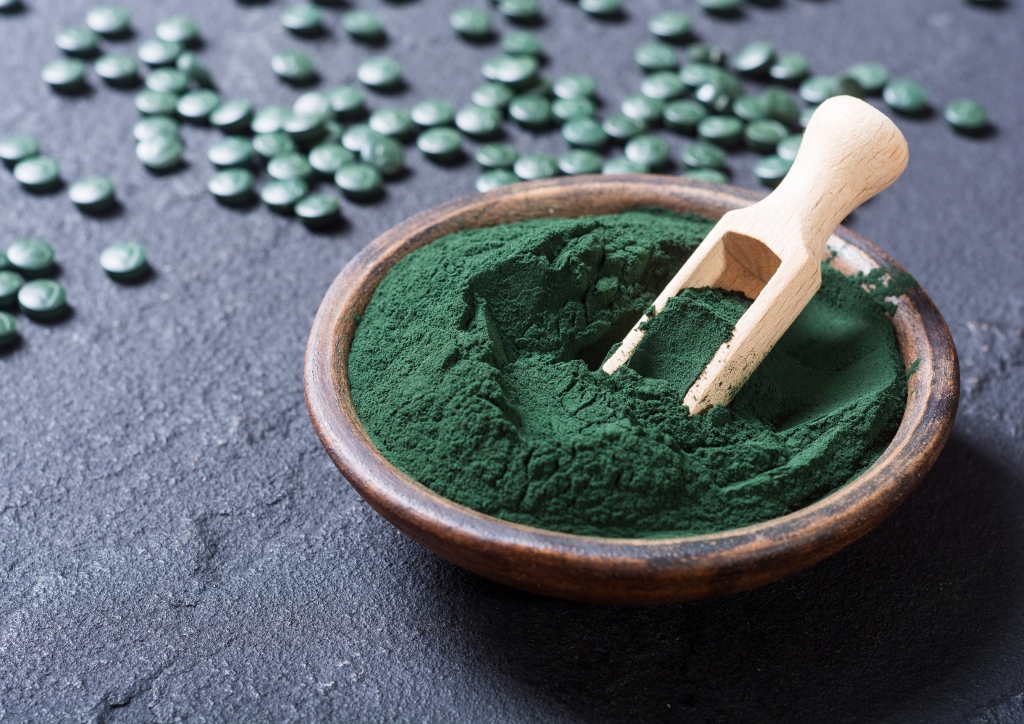 Spirulina, Spirulina platensis, Arthrospira platensis, Spirulina-Pulver