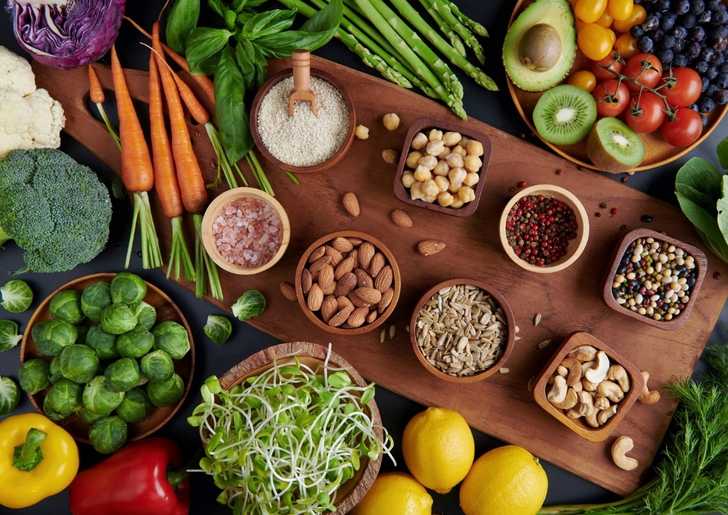 gesunde Diäten, pflanzliche Lebensmittel, Obst, Gemüse